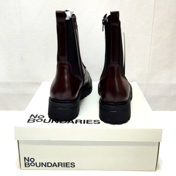 No Boundaries Knit Combat Boots US 10 Burgundy Lace Up Inside Zipper Memory Foam - Picture 4 of 9